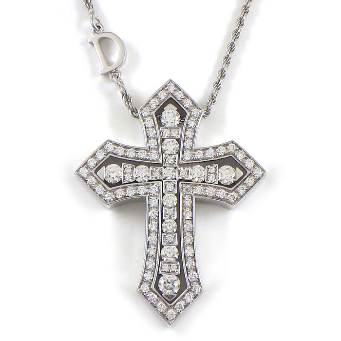 ダミアーニ DAMIANI ネックレス ベルエポック クラウン M 20092691 クロス パヴェ ダイヤモンド K18WG 【箱・保付き】 【中古】