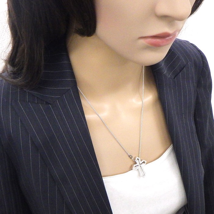 ダミアーニ DAMIANI ネックレス ベルエポック クラウン M 20092691 クロス パヴェ ダイヤモンド K18WG 【箱・保付き】 【中古】