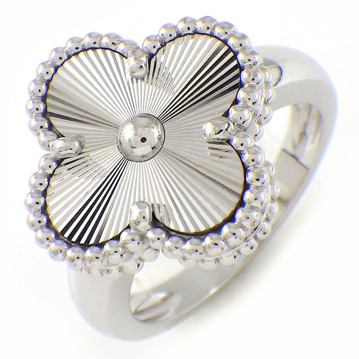 ヴァンクリーフ＆アーペル Van Cleef & Arpels リング ヴィンテージ アルハンブラ VCARP9XI00 ギョーシェ K18WG 10号 / #50 【箱・保付き】 【中古】