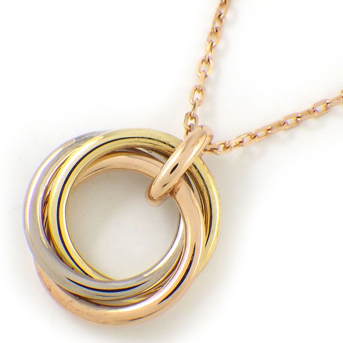 カルティエ Cartier ネックレス トリニティ SM セミパヴェ スリーカラー 33ポイント ダイヤモンド 計0.25ct K18PG K18WG K18YG 【中古】