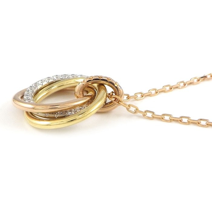 カルティエ Cartier ネックレス トリニティ SM セミパヴェ スリーカラー 33ポイント ダイヤモンド 計0.25ct K18PG K18WG K18YG 【中古】