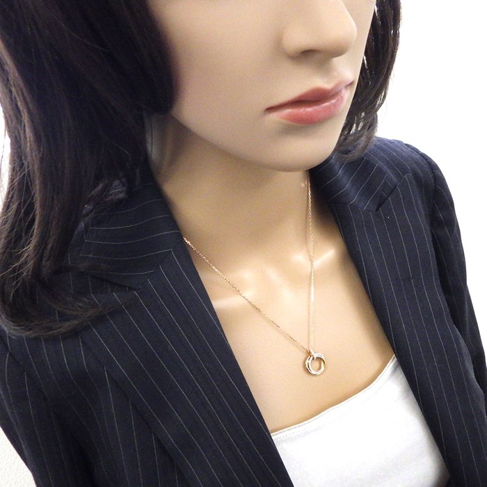 カルティエ Cartier ネックレス トリニティ SM セミパヴェ スリーカラー 33ポイント ダイヤモンド 計0.25ct K18PG K18WG K18YG 【中古】