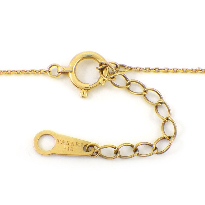 タサキ 田崎真珠 TASAKI ネックレス チャーム ダブル リング ダイヤモンド 0.04ct パール 5mm珠 K18YG 【中古】