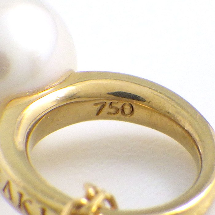 タサキ 田崎真珠 TASAKI ネックレス チャーム ダブル リング ダイヤモンド 0.04ct パール 5mm珠 K18YG 【中古】