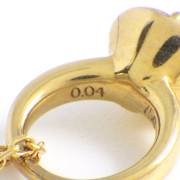 タサキ 田崎真珠 TASAKI ネックレス チャーム ダブル リング ダイヤモンド 0.04ct パール 5mm珠 K18YG 【中古】