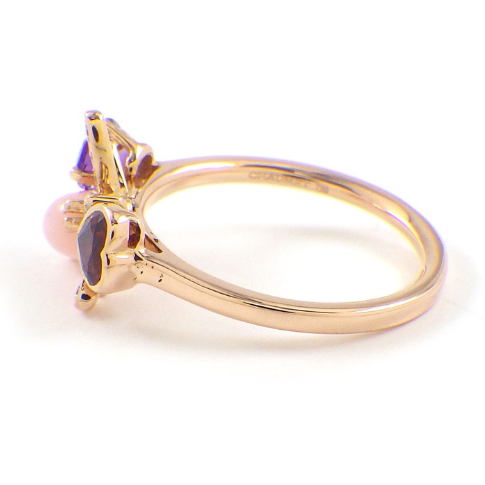 ショーメ Chaumet リング アトラップ モワ 蜂 ハチ ビー カボションカット ピンク オパール ハートシェイプ ガーネット アメジスト ダイヤモンド K18PG 9.5号 / #50 【中古】