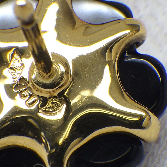 シャネル CHANEL ピアス カメリア ブラックカルセドニー 黒