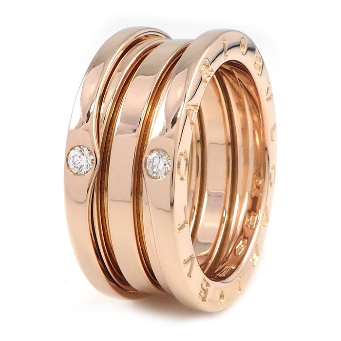 ブルガリ BVLGARI リング B-zero1 ビーゼロワン 3バンド 4ポイント ダイヤモンド K18PG 12.5号 / #53 【中古】