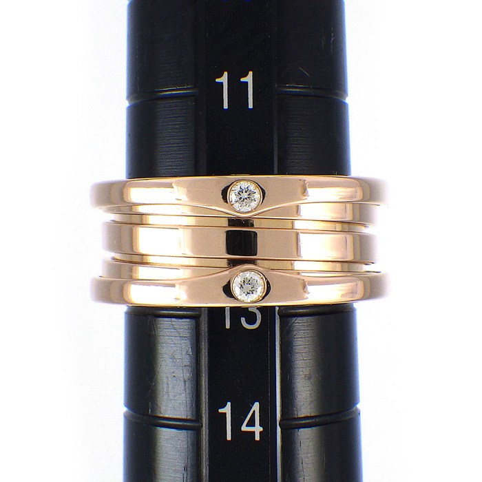 ブルガリ BVLGARI リング B-zero1 ビーゼロワン 3バンド 4ポイント ダイヤモンド K18PG 12.5号 / #53 【中古】
