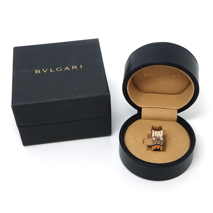 ブルガリ BVLGARI リング B-zero1 ビーゼロワン 3バンド 4ポイント ダイヤモンド K18PG 12.5号 / #53 【中古】
