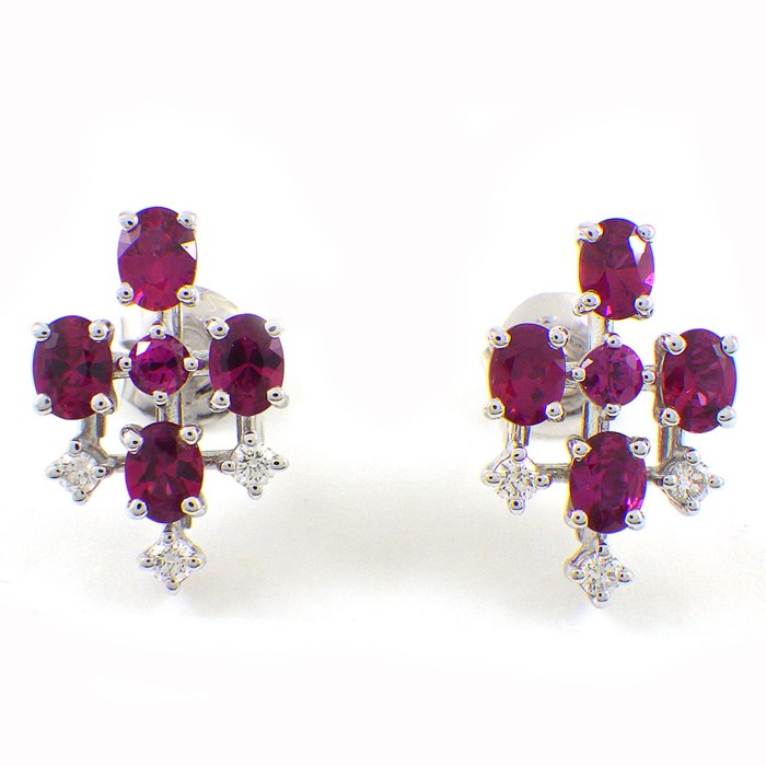 タサキ 田崎真珠 TASAKI ピアス オーバルカット ルビー 0.86ct/0.86ct ダイヤモンド 0.07ct/0.07ct K18WG 【中古】