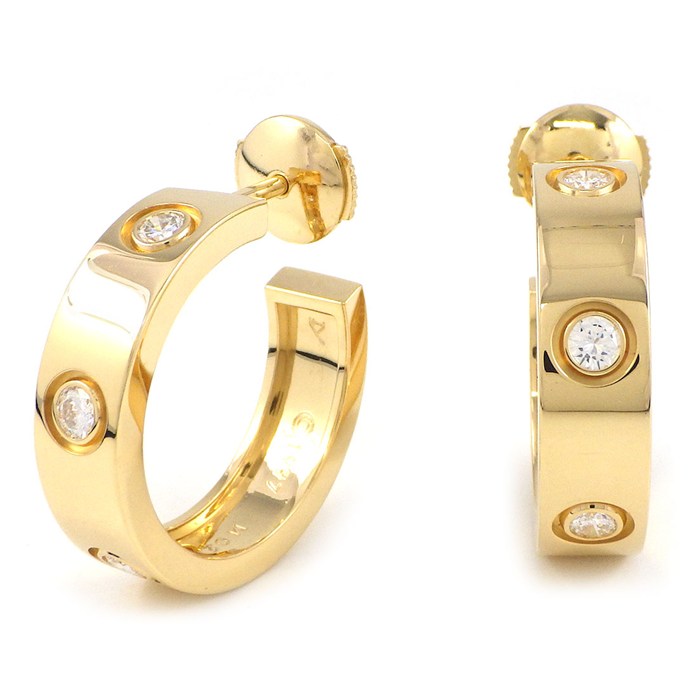 カルティエ Cartier ピアス ラブ フープ 6ポイント ダイヤモンド K18YG 【中古】