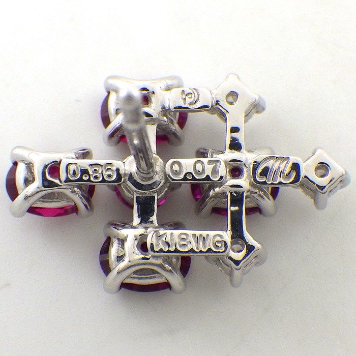 タサキ 田崎真珠 TASAKI ピアス オーバルカット ルビー 0.86ct/0.86ct ダイヤモンド 0.07ct/0.07ct K18WG 【中古】
