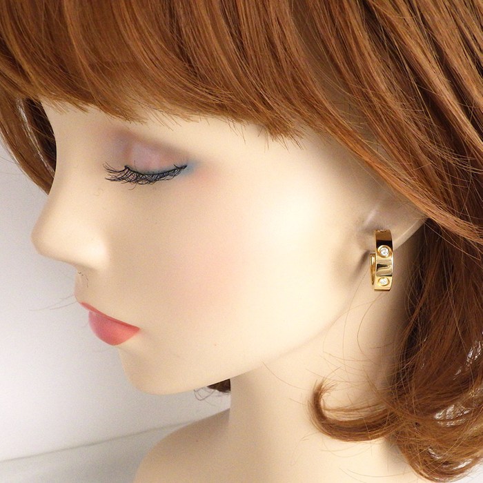 カルティエ Cartier ピアス ラブ フープ 6ポイント ダイヤモンド K18YG 【中古】
