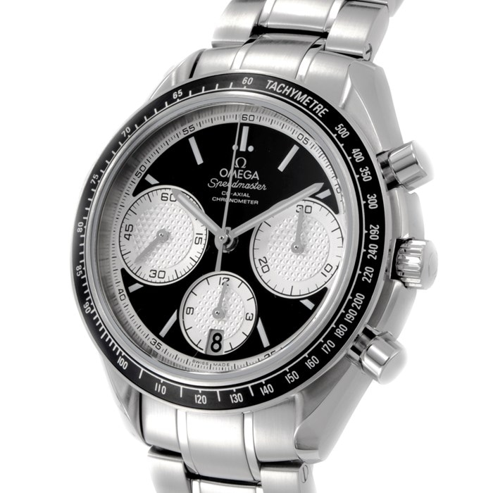 【新品・5年保証】オメガ OMEGA 腕時計 スピードマスター レーシング 326.30.40.50.01.002 コーアクシャル クロノメーター デイト クロノグラフ タキメーター スモールセコンド 夜光 クルドパリ ブラック/シルバー文字盤 SS アルミニウム 自動巻き 【箱・保付き】