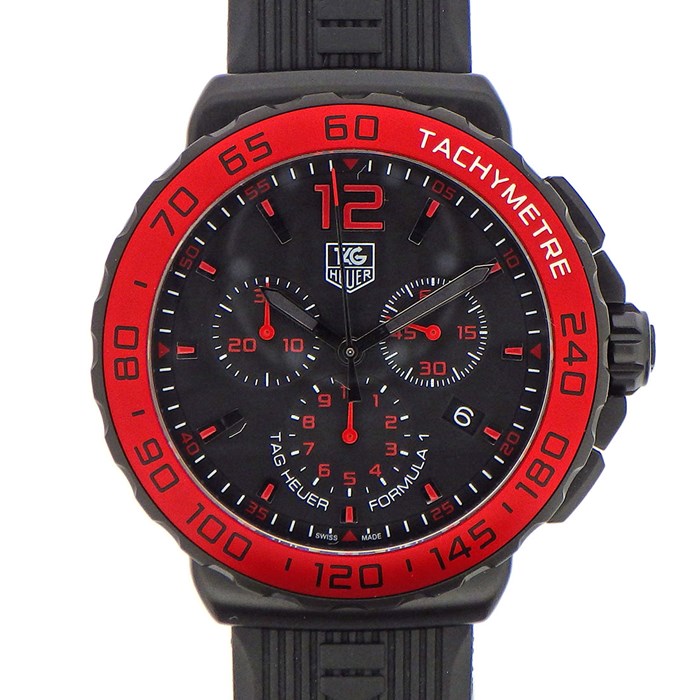 【タグ・ホイヤー TAG Heuer】腕時計 フォーミュラ1 CAU1117.FT6024 デイト カレンダー クロノグラフ タキメーター スモールセコンド レッド ベゼル 赤 ブラック 文字盤 黒 SS ブラック ラバーベルト クオーツアナログ 