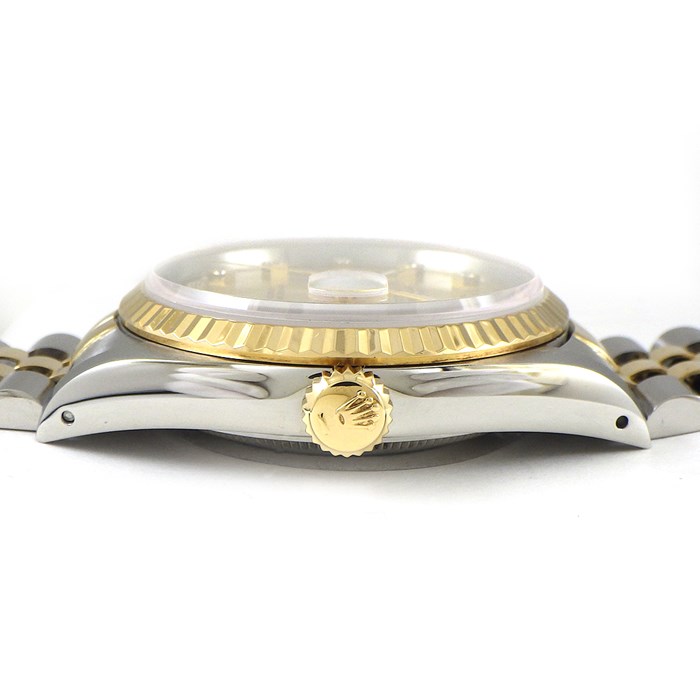 ロレックス Rolex 腕時計 デイトジャスト 36 16233G E番 1990-1991年製 10ポイント 旧ダイヤ インデックス サンレイ シャンパンカラー文字盤 フルーテッドベゼル ジュビリーブレス SS K18YG 自動巻き 【中古】