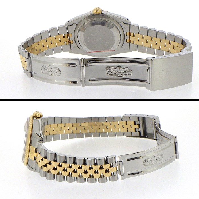ロレックス Rolex 腕時計 デイトジャスト 36 16233G E番 1990-1991年製 10ポイント 旧ダイヤ インデックス サンレイ シャンパンカラー文字盤 フルーテッドベゼル ジュビリーブレス SS K18YG 自動巻き 【中古】