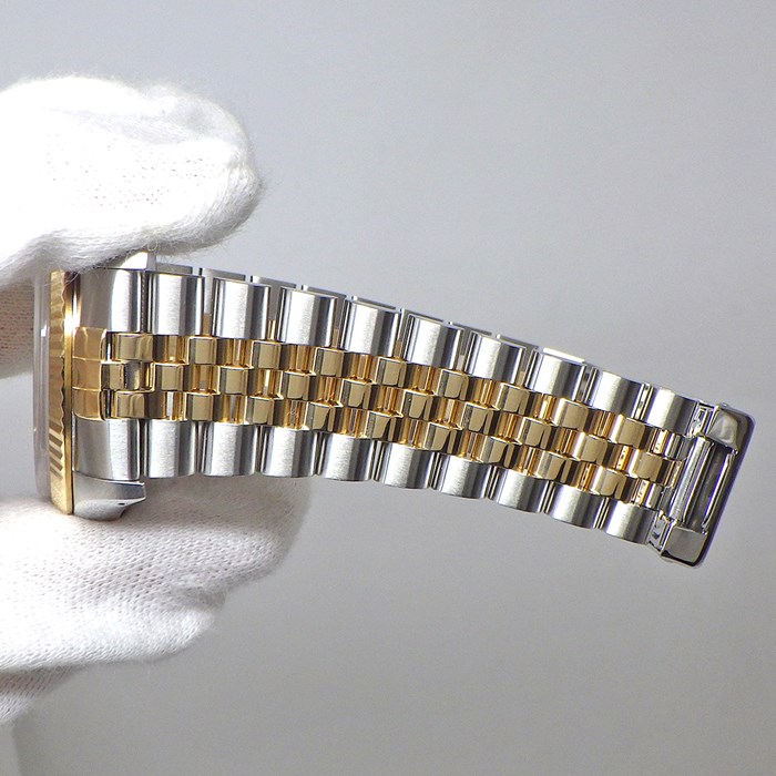 ロレックス Rolex 腕時計 デイトジャスト 36 16233G E番 1990-1991年製 10ポイント 旧ダイヤ インデックス サンレイ シャンパンカラー文字盤 フルーテッドベゼル ジュビリーブレス SS K18YG 自動巻き 【中古】