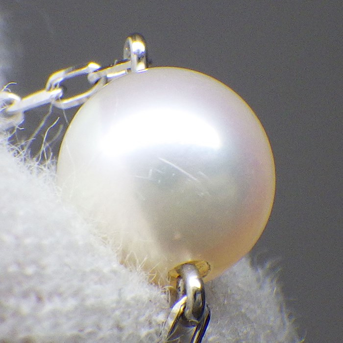 ミキモト MIKIMOTO ブレスレット ステーション 8ポイント パール 6.5mm珠 K18WG 【中古】