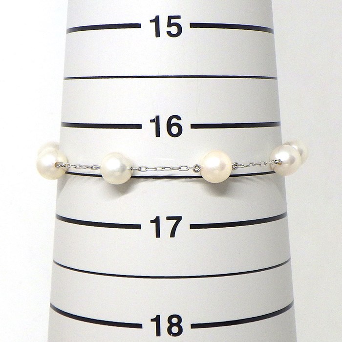 ミキモト MIKIMOTO ブレスレット ステーション 8ポイント パール 6.5mm珠 K18WG 【中古】
