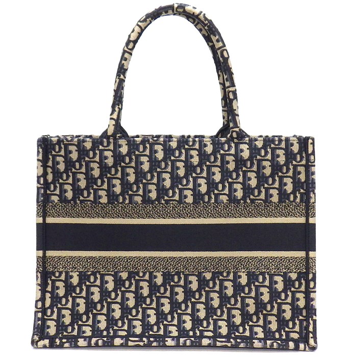 ディオール Dior トートバッグ ハンドバッグ ブックトート ミディアム M1296ZRIW_M828 エクリュホワイト ブルー ディオール オブリーク エンブロイダリー 【中古】