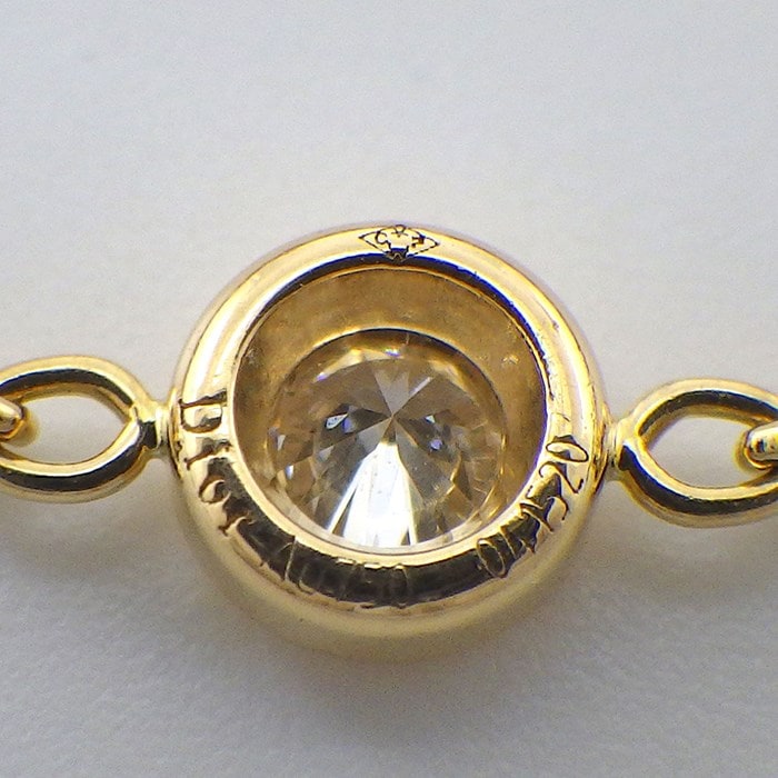 クリスチャンディオール Christian Dior リング ミミウィ JSOU95001 チェーン 1ポイント ダイヤモンド 0.05ct K18YG 13号 【箱・保付き】 【中古】