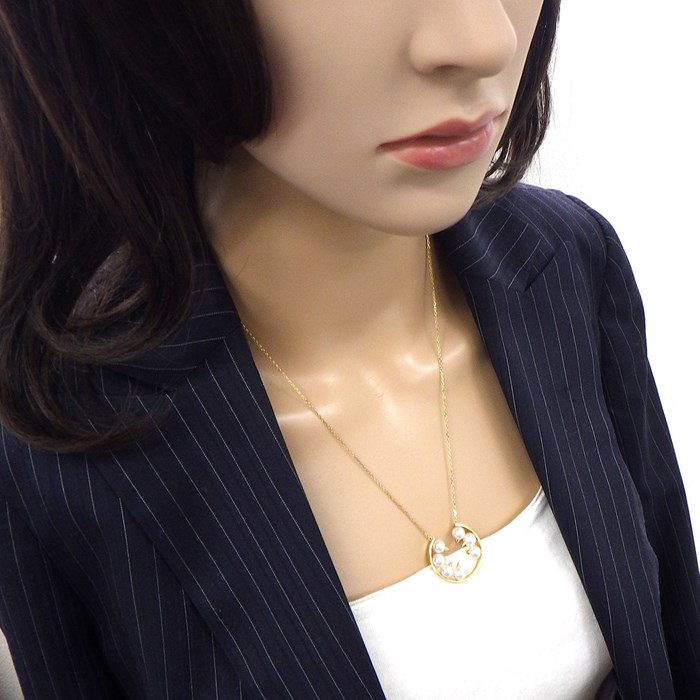 タサキ 田崎真珠 TASAKI ネックレス デインジャー サークル 7ポイント アコヤ真珠 K18YG 【中古】