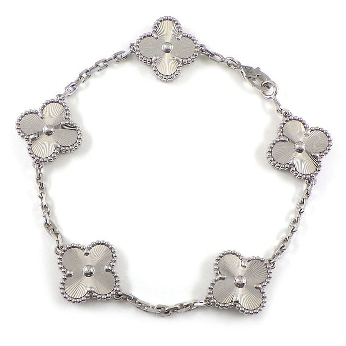 ヴァンクリーフ＆アーペル Van Cleef & Arpels ブレスレット ヴィンテージアルハンブラ 5モチーフ VCARD9XE00 ギョーシェ K18WG 【箱・保付き】 【中古】
