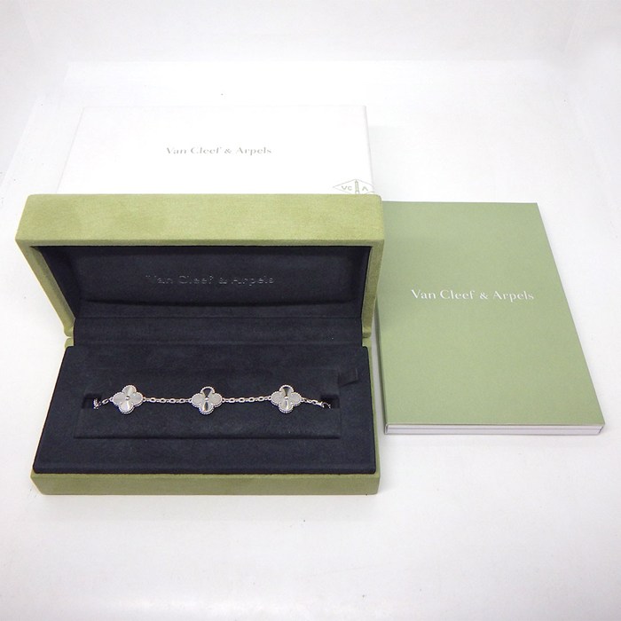 ヴァンクリーフ＆アーペル Van Cleef & Arpels ブレスレット ヴィンテージアルハンブラ 5モチーフ VCARD9XE00 ギョーシェ K18WG 【箱・保付き】 【中古】