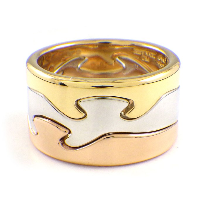 ジョージジェンセン Georg Jensen リング フュージョン 3バンド 3連 ウェーブ スリーカラー K18PG K18WG K18YG 11号 / #50 【中古】