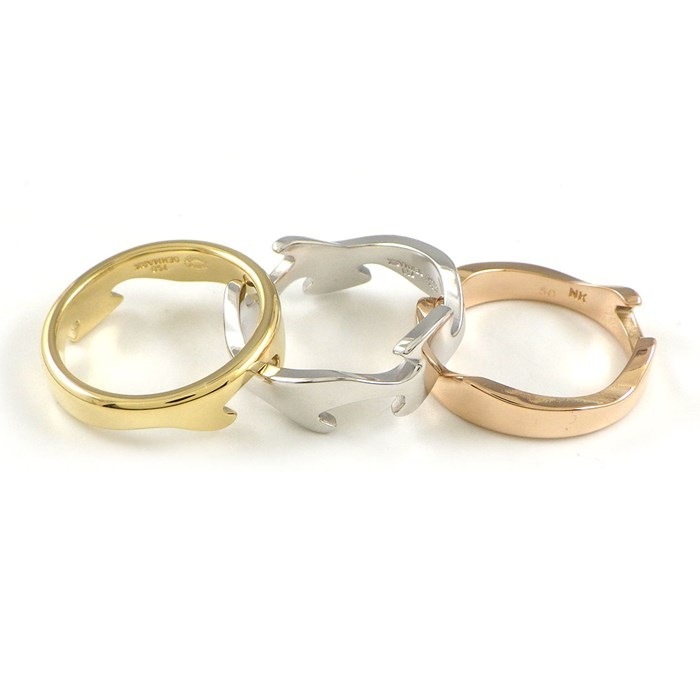 ジョージジェンセン Georg Jensen リング フュージョン 3バンド 3連 ウェーブ スリーカラー K18PG K18WG K18YG 11号 / #50 【中古】