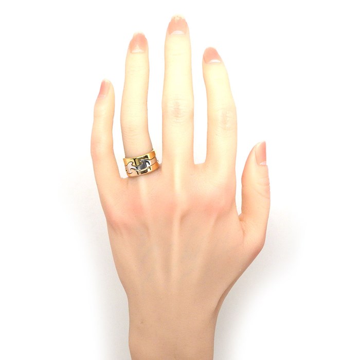 ジョージジェンセン Georg Jensen リング フュージョン 3バンド 3連 ウェーブ スリーカラー K18PG K18WG K18YG 11号 / #50 【中古】