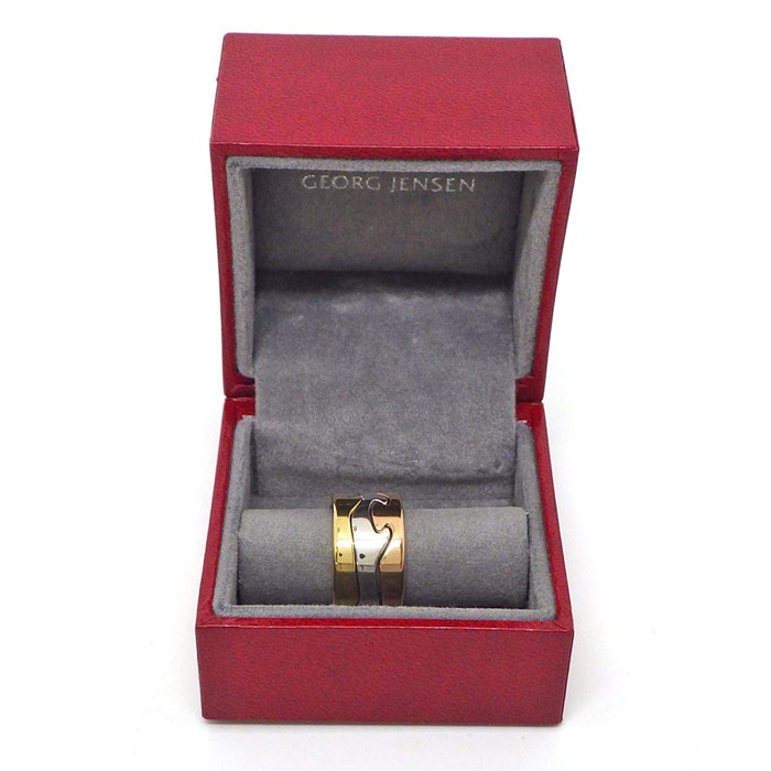 ジョージジェンセン Georg Jensen リング フュージョン 3バンド 3連 ウェーブ スリーカラー K18PG K18WG K18YG 11号 / #50 【中古】