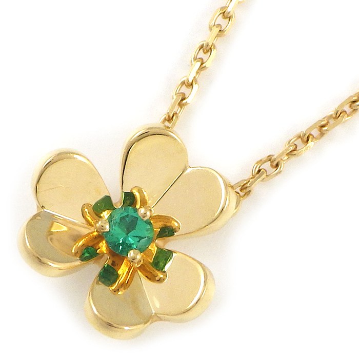 ヴァンクリーフ＆アーペル Van Cleef & Arpels ネックレス フリヴォル ミニ VCARP7SB00 1ポイント エメラルド 0.04ct K18YG 【箱・保付き】 【中古】
