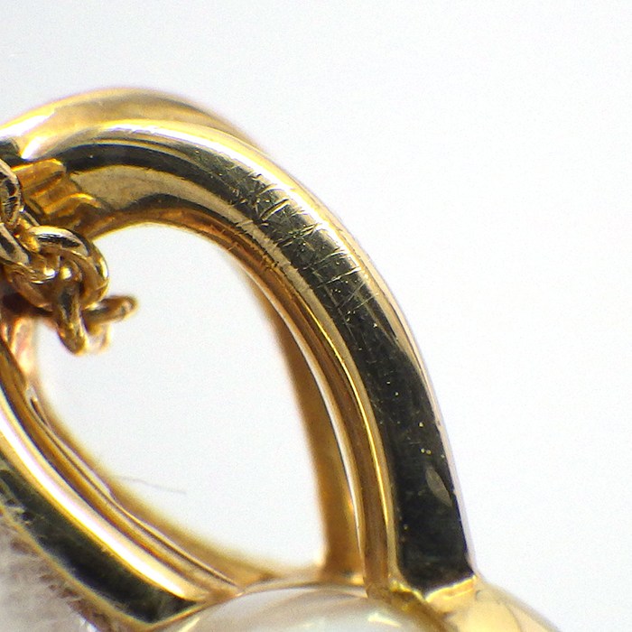 ミキモト MIKIMOTO ネックレス フラワーモチーフ パール 5.5mm珠 ダイヤモンド K18YG 【中古】
