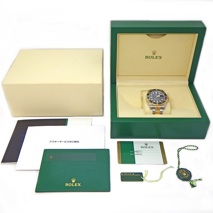 ロレックス Rolex 腕時計 サブマリーナー デイト 116613LN ルーレット刻印 デイト 夜光インデックス 夜光針 回転ベゼル ブラック文字盤 K18YG SS 自動巻き 【箱・保付き】 【中古】