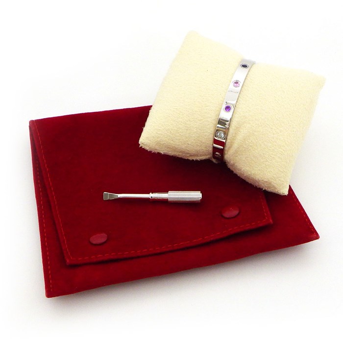 カルティエ Cartier バングル ラブ B6036317 マルチカラーストーン 新型 アクアマリン ブルーサファイア ピンクサファイア アメジスト ラベンダースピネル K18WG / #16 【中古】