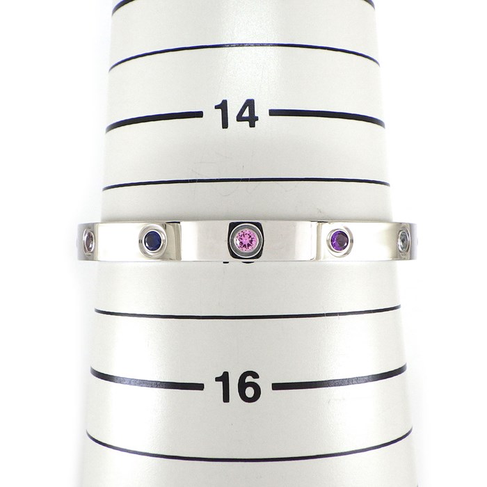 カルティエ Cartier バングル ラブ B6036317 マルチカラーストーン 新型 アクアマリン ブルーサファイア ピンクサファイア アメジスト ラベンダースピネル K18WG / #16 【中古】