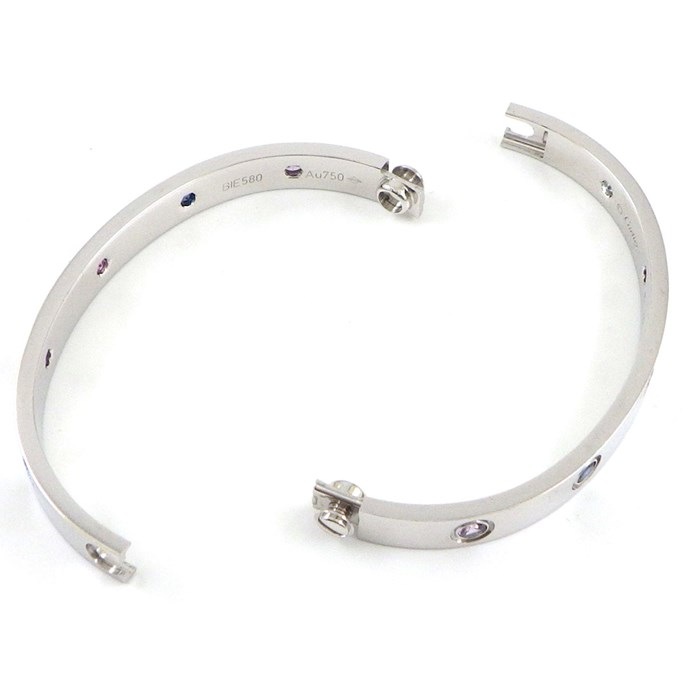 カルティエ Cartier バングル ラブ B6036317 マルチカラーストーン 新型 アクアマリン ブルーサファイア ピンクサファイア アメジスト ラベンダースピネル K18WG / #16 【中古】