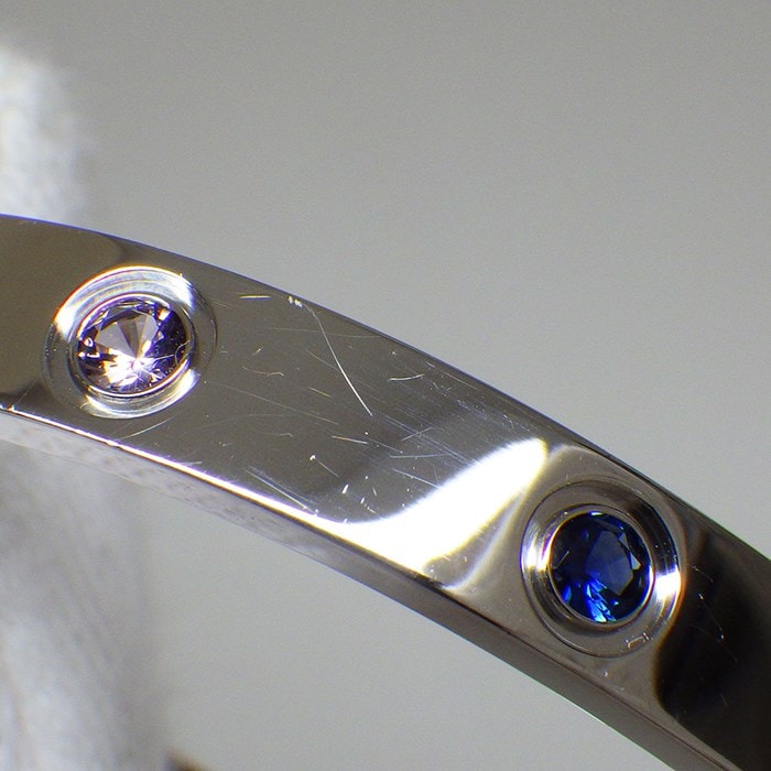 カルティエ Cartier バングル ラブ B6036317 マルチカラーストーン 新型 アクアマリン ブルーサファイア ピンクサファイア アメジスト ラベンダースピネル K18WG / #16 【中古】