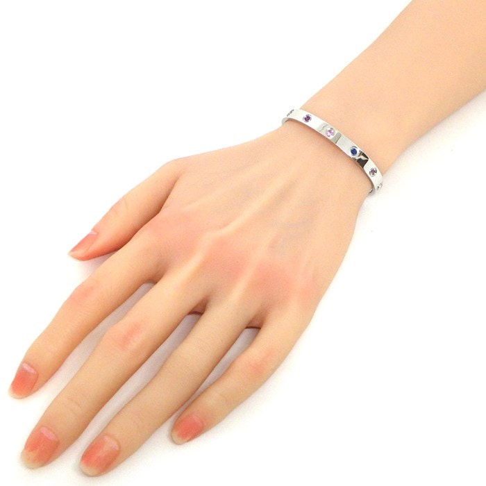 カルティエ Cartier バングル ラブ B6036317 マルチカラーストーン 新型 アクアマリン ブルーサファイア ピンクサファイア アメジスト ラベンダースピネル K18WG / #16 【中古】