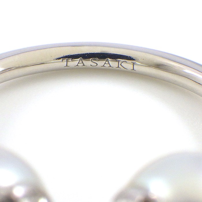 タサキ 田崎真珠 TASAKI リング リファインド リベリオン シグネチャー パヴェ ダイヤモンド アコヤ真珠 8.0mm珠 K18WG 12号 【中古】