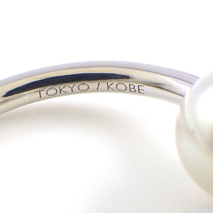 タサキ 田崎真珠 TASAKI リング リファインド リベリオン シグネチャー パヴェ ダイヤモンド アコヤ真珠 8.0mm珠 K18WG 12号 【中古】