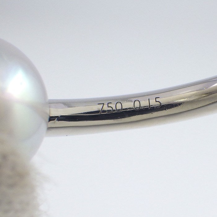 タサキ 田崎真珠 TASAKI リング リファインド リベリオン シグネチャー パヴェ ダイヤモンド アコヤ真珠 8.0mm珠 K18WG 12号 【中古】