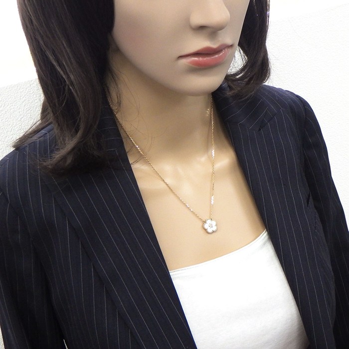 ヴァンクリーフ＆アーペル Van Cleef & Arpels ネックレス ラッキースプリング プラムブロッサム VCARP9X100 ホワイト シェル K18PG 【中古】