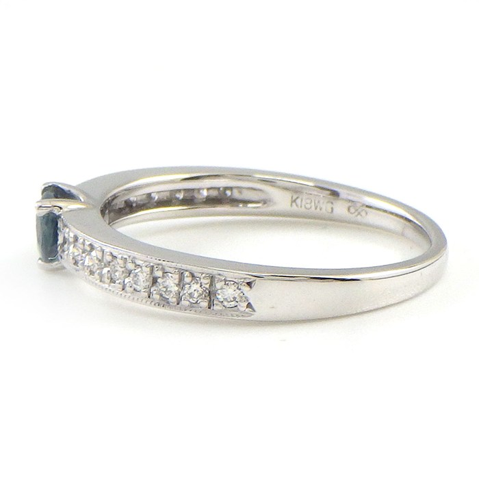 【アレキサンドライト ダイヤモンド】 リング 1ポイント アレキサンドライト 0.23ct ハーフサークル ダイヤモンド 0.14ct K18WG 12号 【中古】