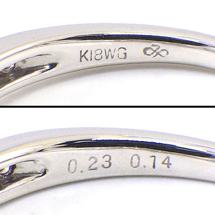 【アレキサンドライト ダイヤモンド】 リング 1ポイント アレキサンドライト 0.23ct ハーフサークル ダイヤモンド 0.14ct K18WG 12号 【中古】