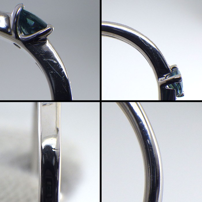 【アレキサンドライト ダイヤモンド】 リング 1ポイント アレキサンドライト 0.23ct ハーフサークル ダイヤモンド 0.14ct K18WG 12号 【中古】