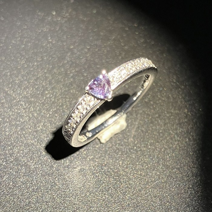 【アレキサンドライト ダイヤモンド】 リング 1ポイント アレキサンドライト 0.23ct ハーフサークル ダイヤモンド 0.14ct K18WG 12号 【中古】